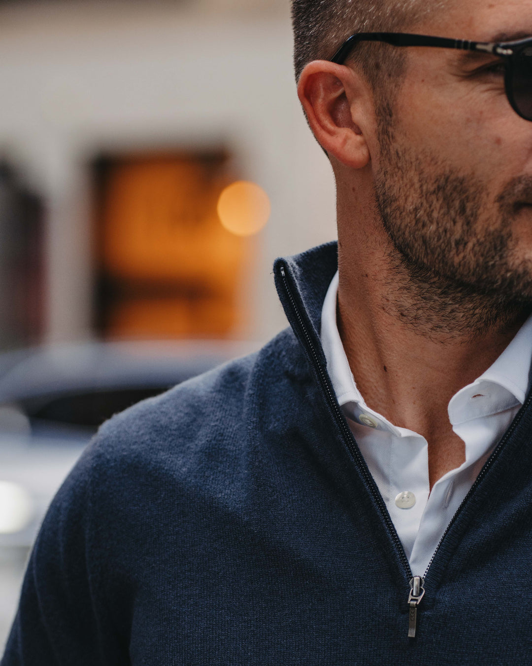 Half-Zip Pullover Kaschmirmix in Blau