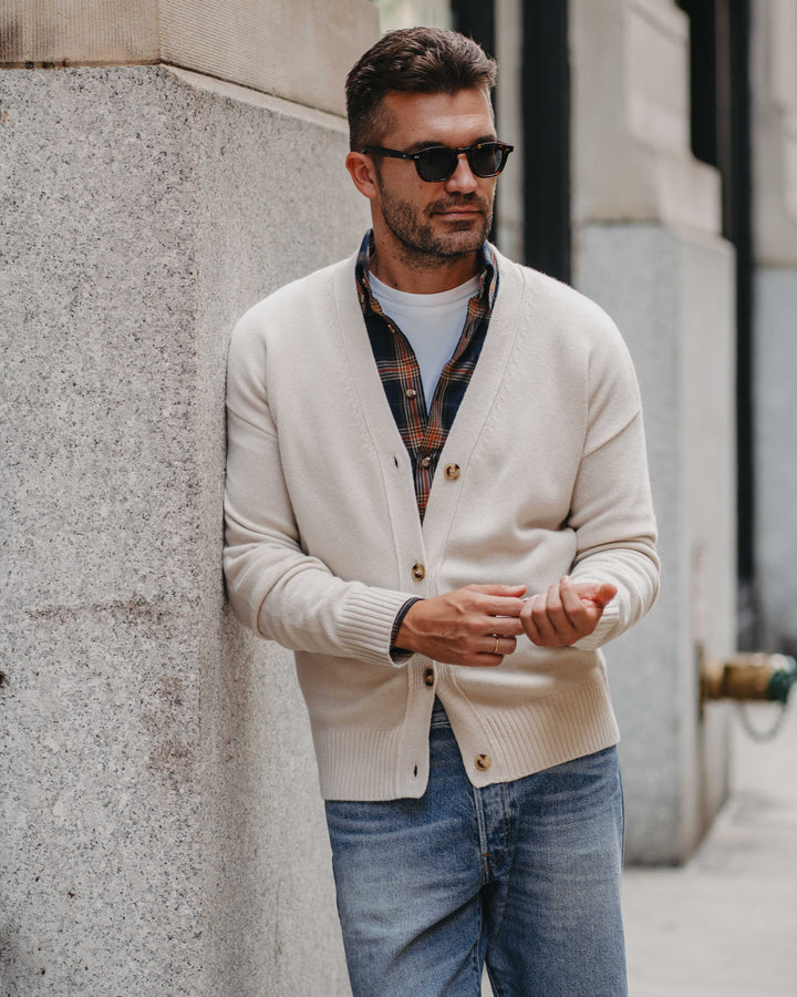 Cardigan Kaschmir-Mix in Hellbeige