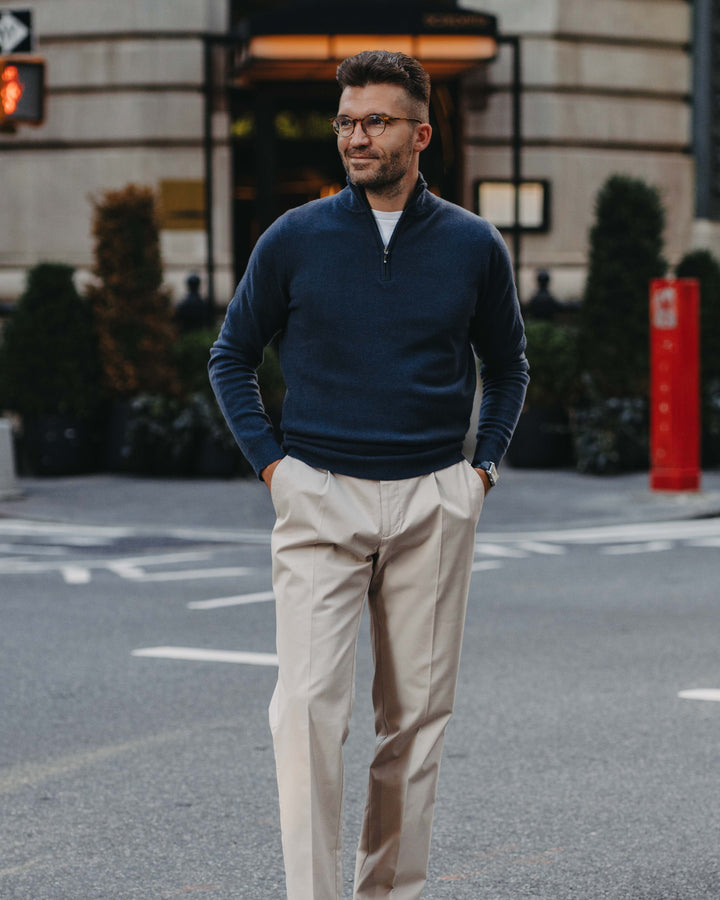 Half-Zip Pullover Kaschmirmix in Blau