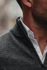 Half-Zip Kaschmir-Mix in Dunkelgrau