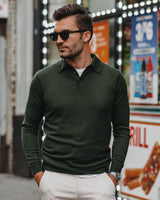 Longsleeve Polo in Grün