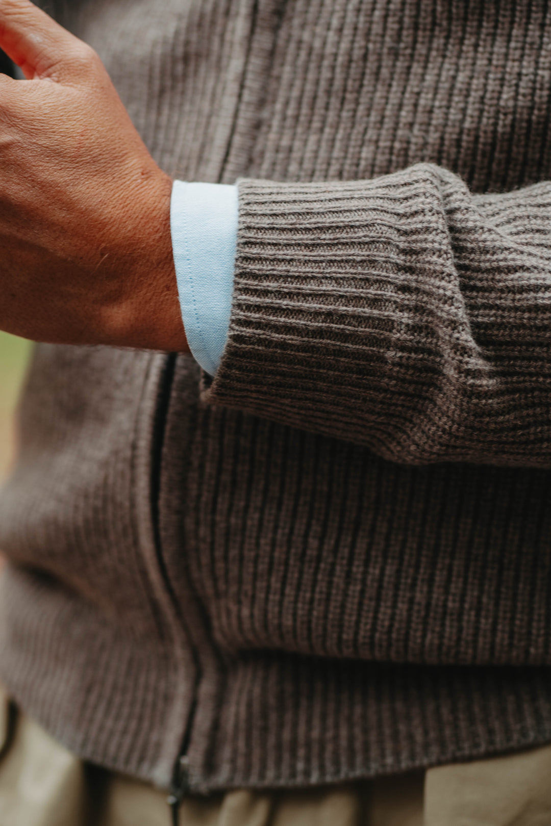 Grobstrick-Jacke 100% Merino in Hellbraun