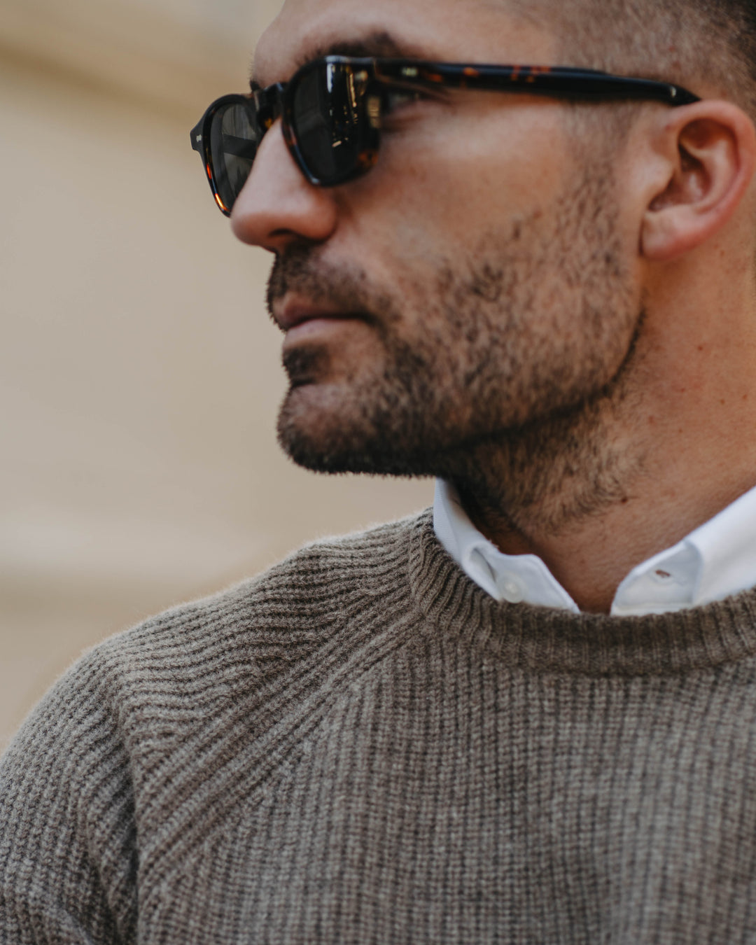 Grobstrick-Pullover 100% Merino in Hellbraun