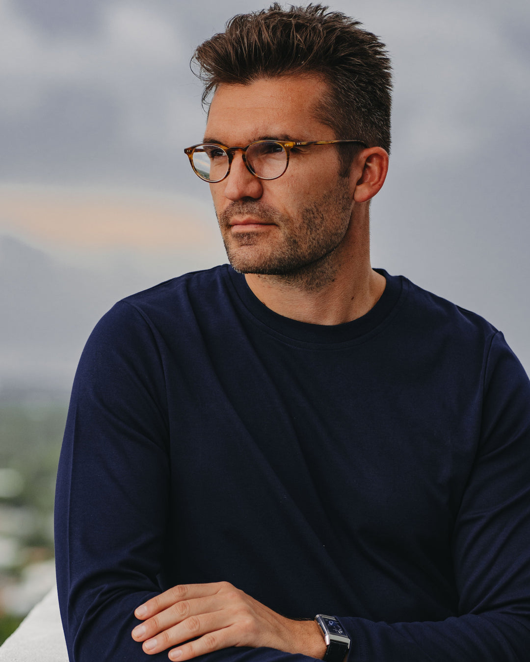 Langarmshirt in Navy