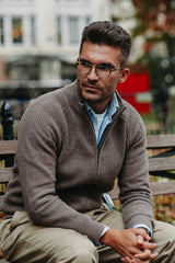 Grobstrick-Jacke 100% Merino in Hellbraun