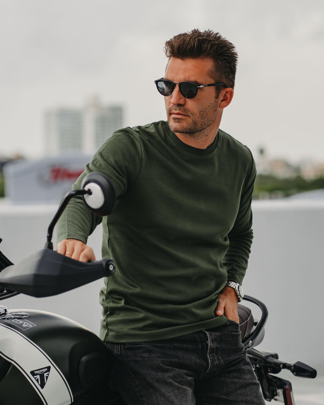 Langarmshirt in Olive