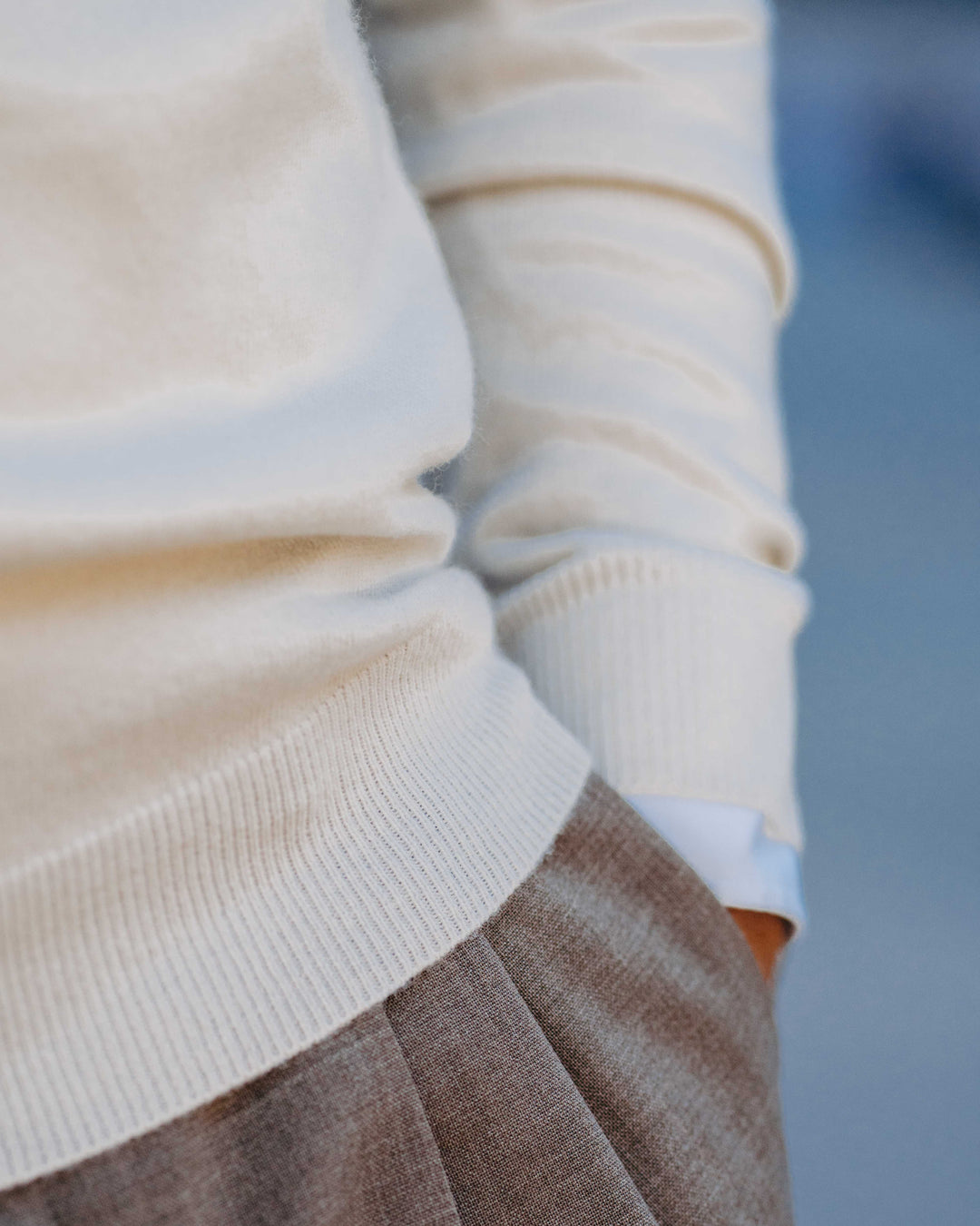 Half-Zip Pullover Kaschmirmix in Hellbeige