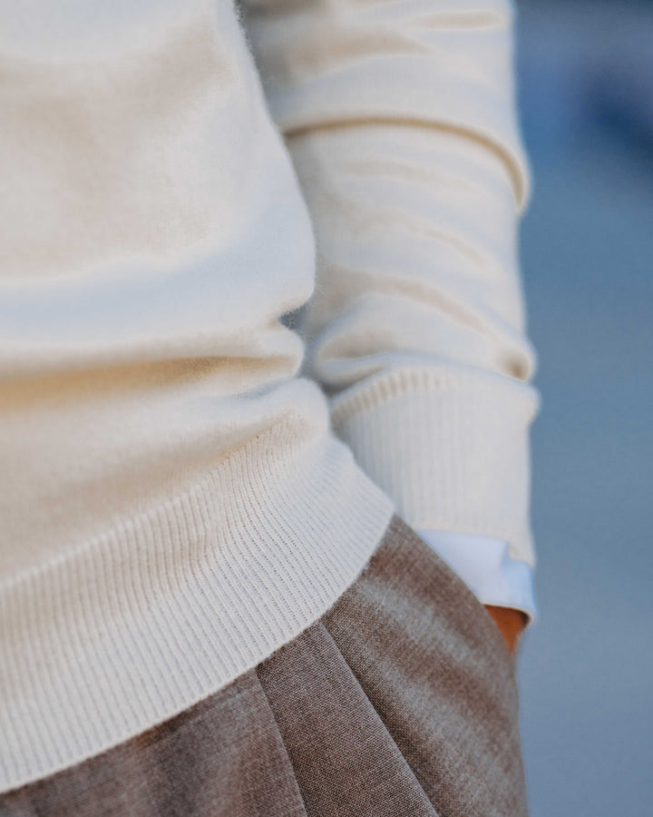 Half-Zip Pullover Kaschmirmix in Hellbeige