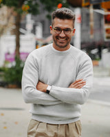 Grobstrick-Pullover 100% Merino in Hellgrau