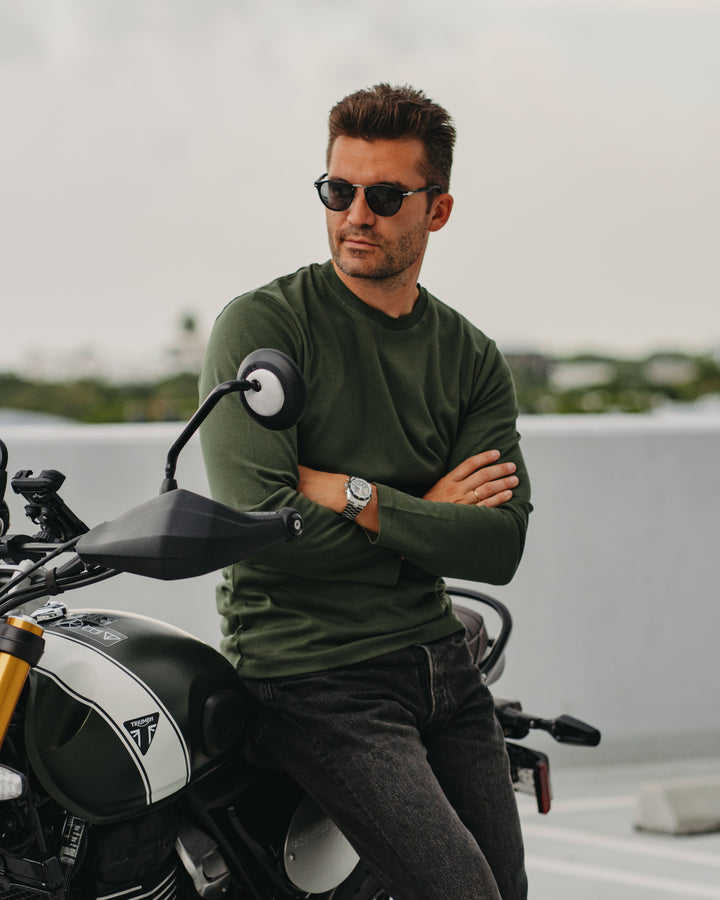 Langarmshirt in Olive