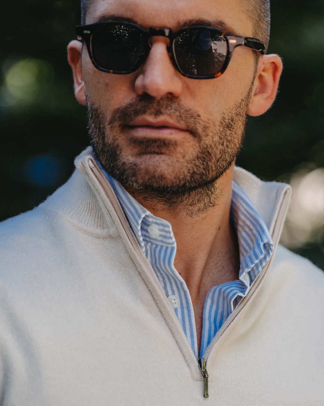 Half-Zip Pullover Kaschmirmix in Hellbeige