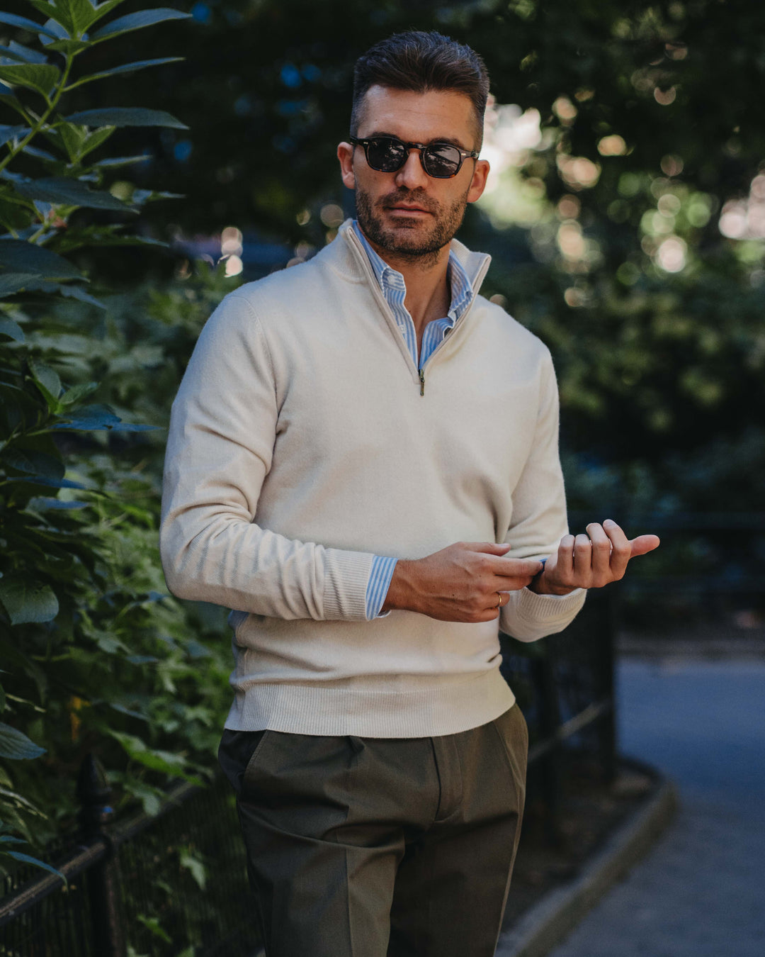 Half-Zip Pullover Kaschmirmix in Hellbeige