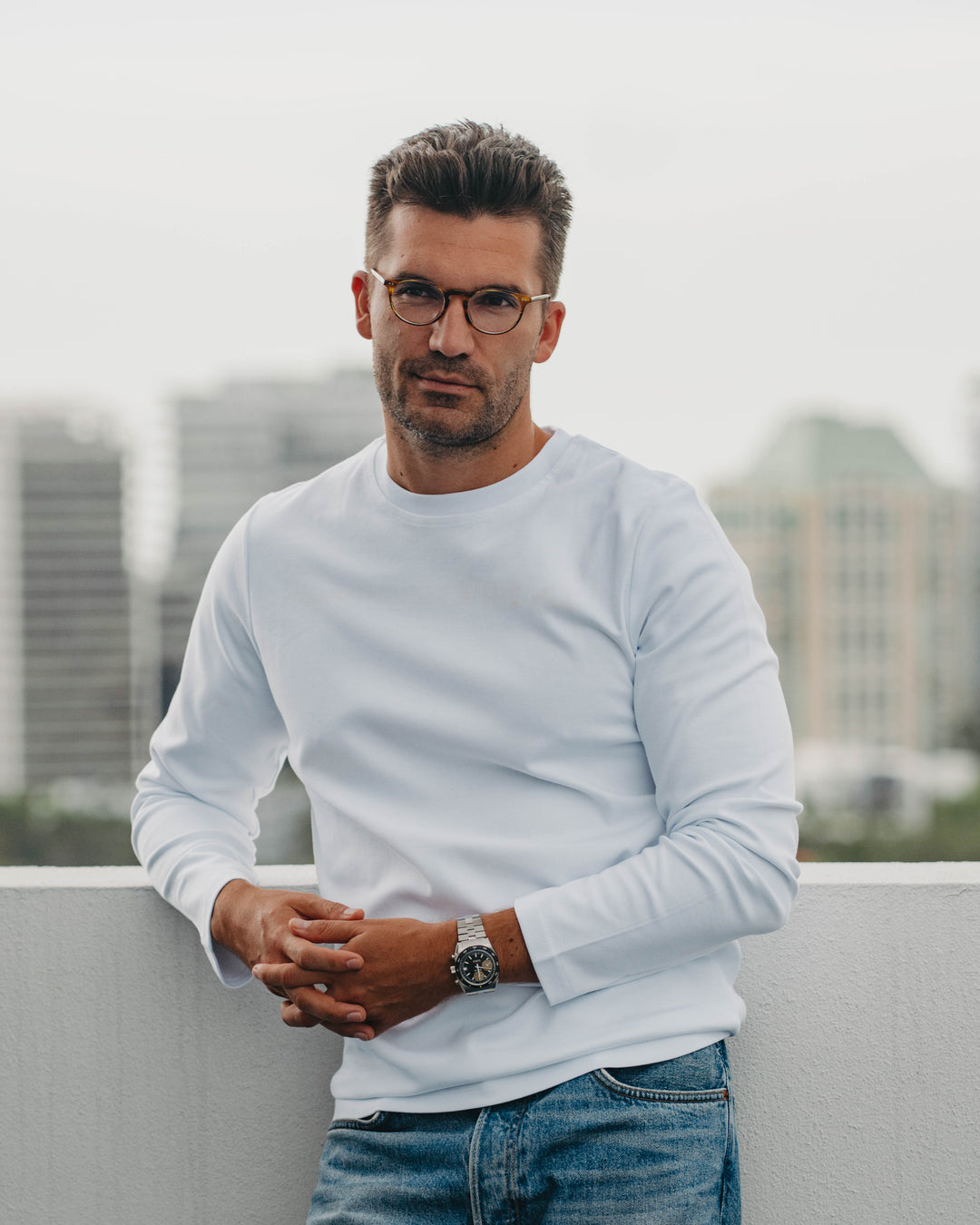 Langarmshirt in Weiß