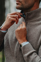 Grobstrick-Jacke 100% Merino in Hellbraun