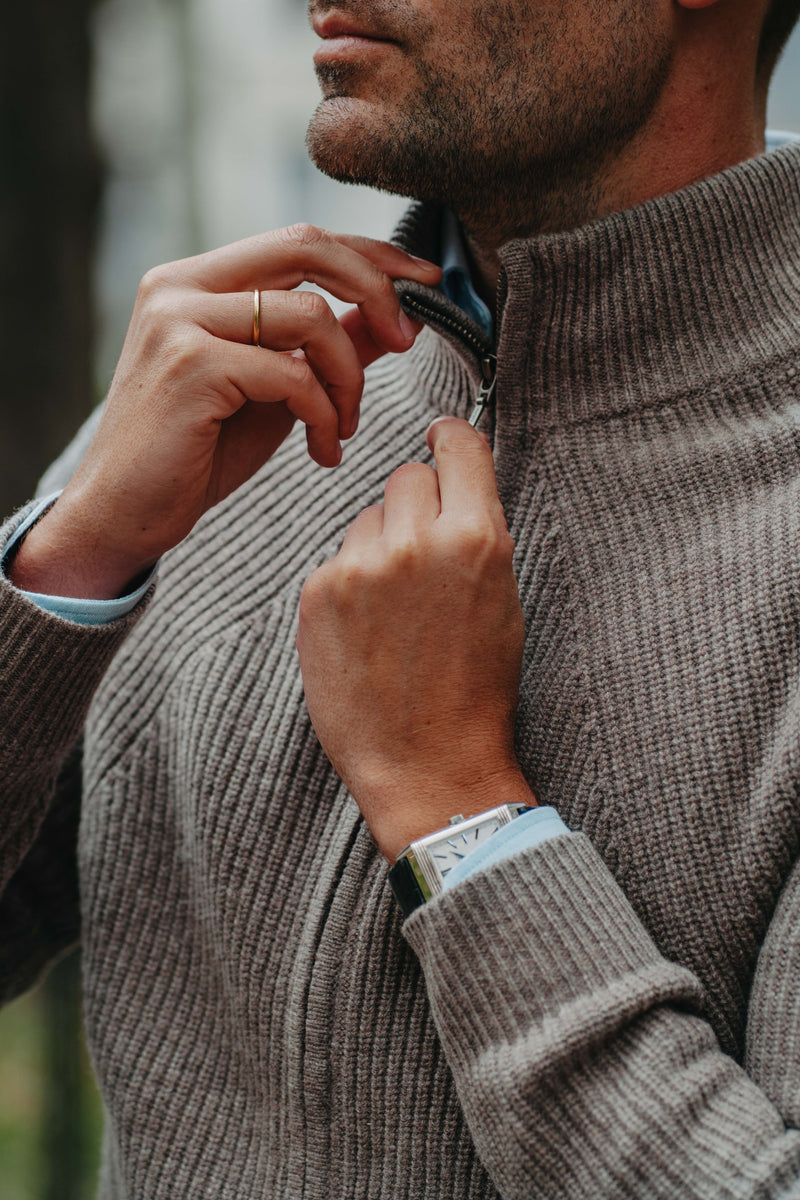 Grobstrick-Jacke 100% Merino in Hellbraun