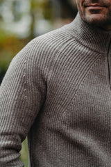 Grobstrick-Jacke 100% Merino in Hellbraun