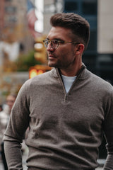 Half-Zip Pullover Kaschmirmix in Hellbraun