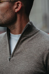 Half-Zip Pullover Kaschmirmix in Hellbraun