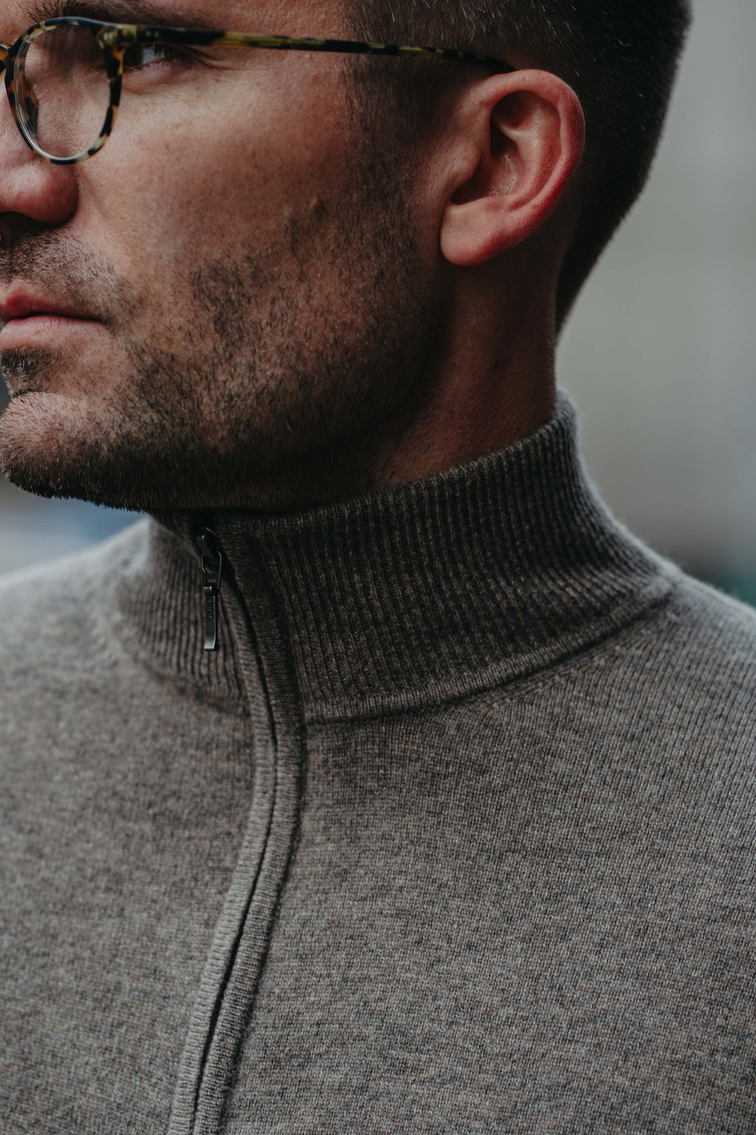 Half-Zip Pullover Kaschmirmix in Hellbraun