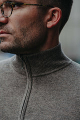 Half-Zip Pullover Kaschmirmix in Hellbraun