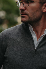 Half-Zip Kaschmir-Mix in Dunkelgrau