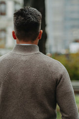 Grobstrick-Jacke 100% Merino in Hellbraun