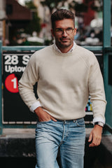 Grobstrick-Pullover 100% Merino in Off-White