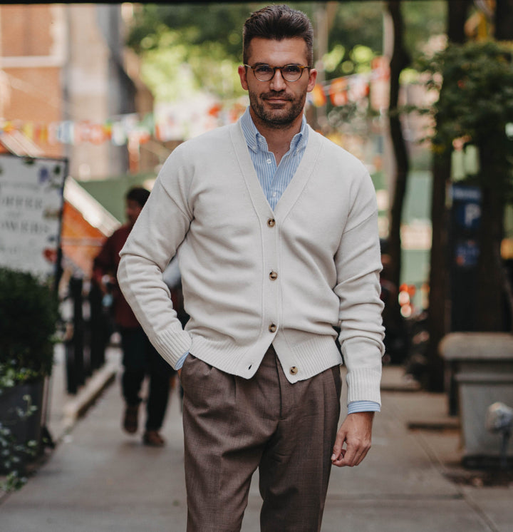 Cardigan Kaschmir-Mix in Hellbeige