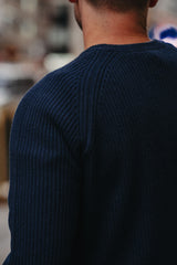 Grobstrick-Pullover 100% Merino in Dunkelblau