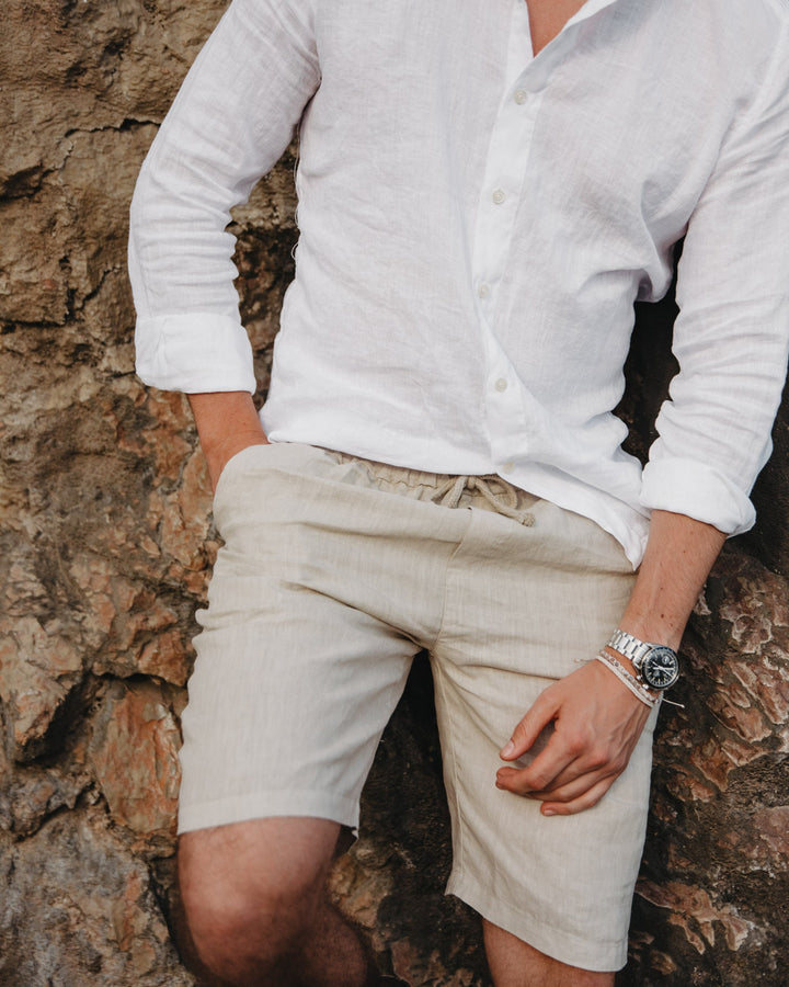 Leinenshorts in Beige