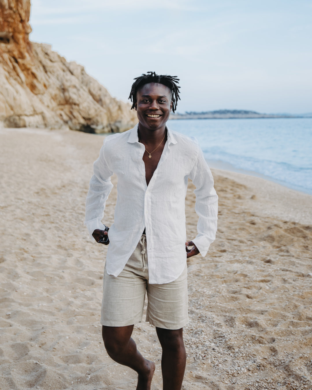 Leinenshorts in Beige